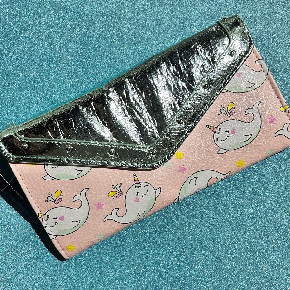 No baoundries Norwahl  Wallet Attached Zip Change Purse 10 Slots For Cards